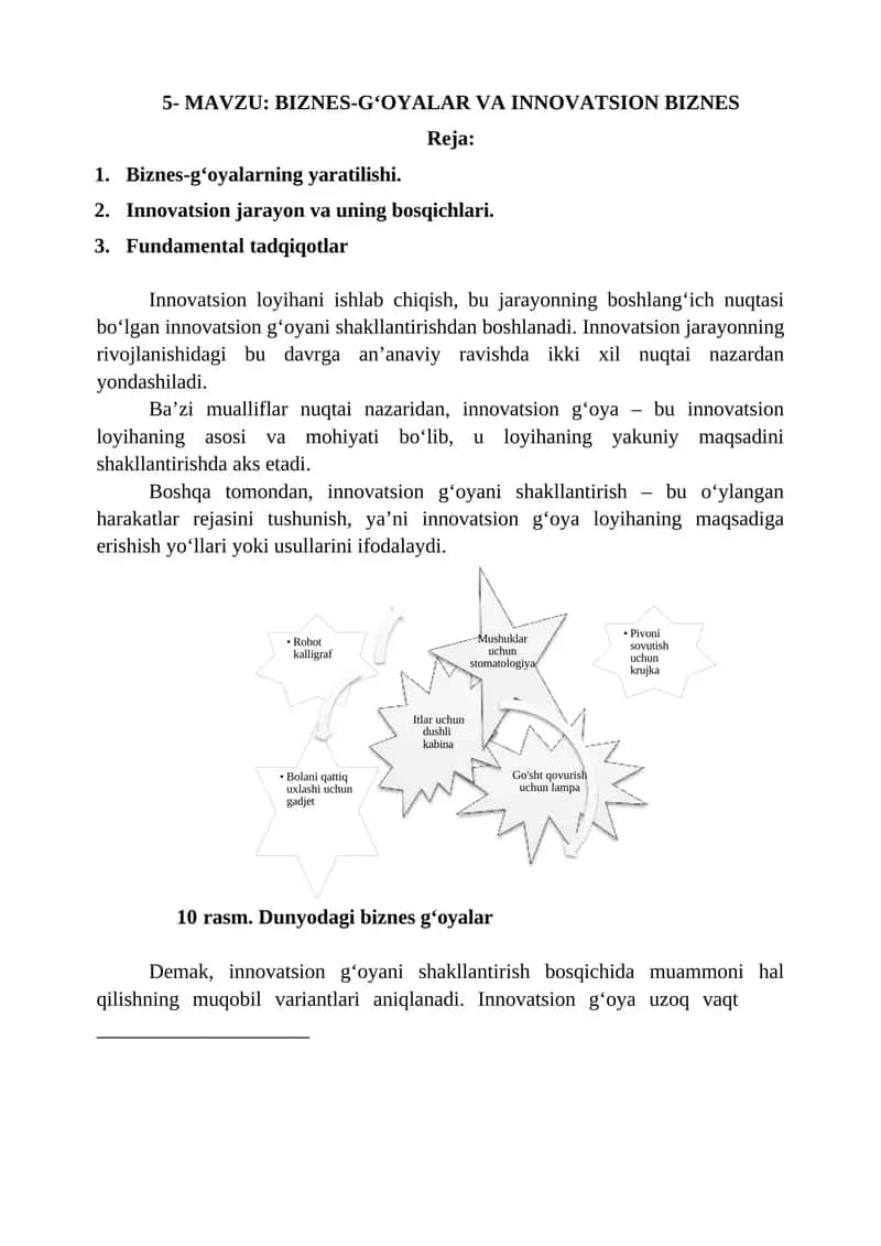 BIZNES-GʻOYALAR VA INNOVATSION BIZNES 1