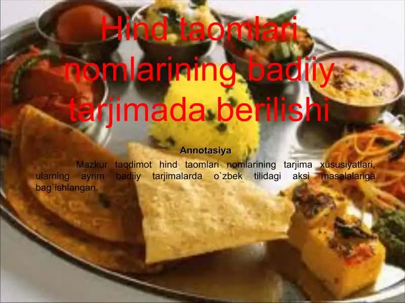Hind taomlari nomlarining badiiy tarjimada berilishi 1