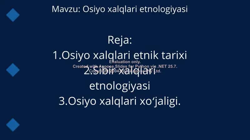 Osiyo xalqlari etnologiyasi 1