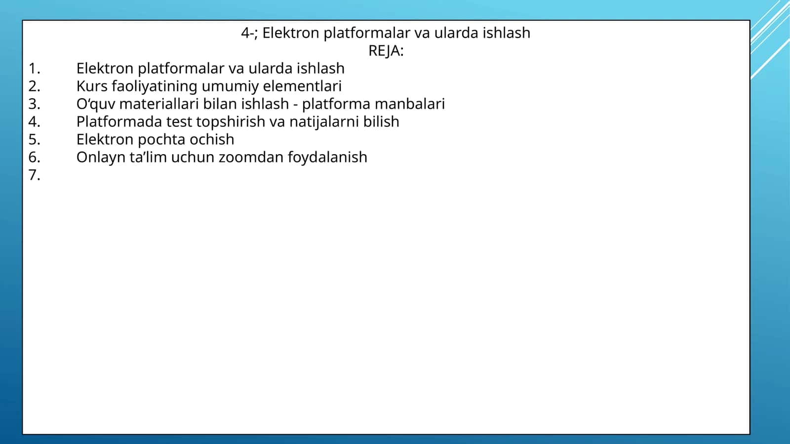 Elektron platformalar va ularda ishlash 1