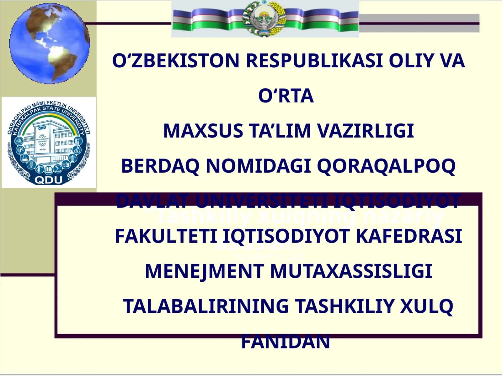 Tashkiliy xulqning nazariy asoslari 1