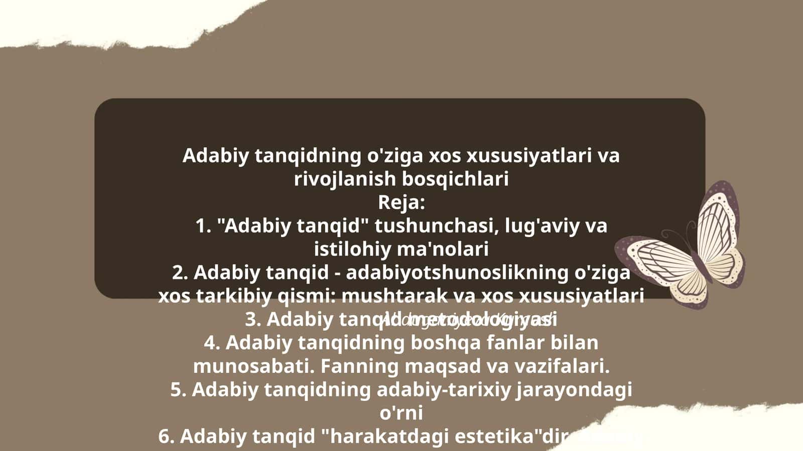 Adabiy tanqidning o'ziga xos xususiyatlari va rivojlanish bosqichlari 1