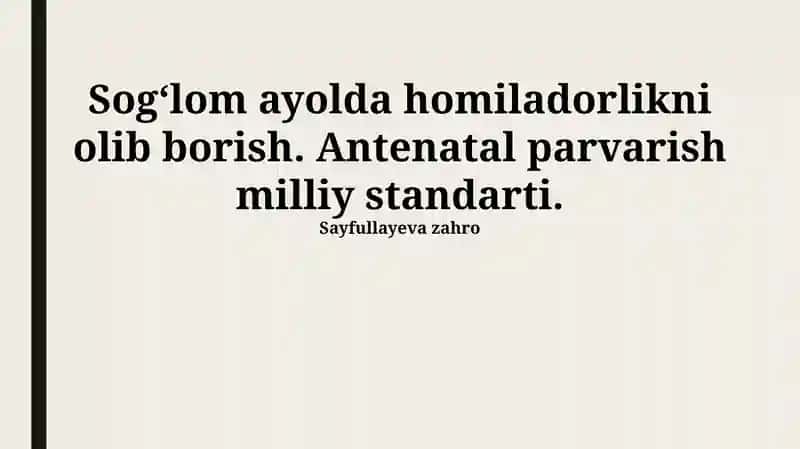 Antenatal parvarish milliy standarti