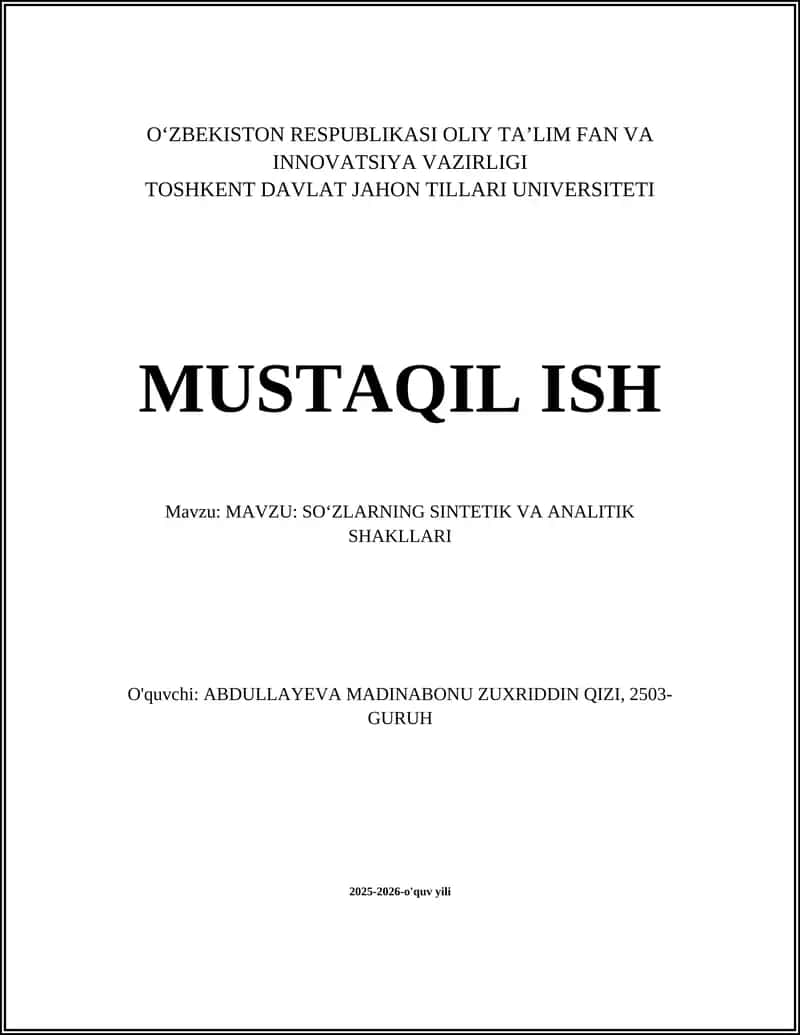 SOʻZLARNING SINTETIK VA ANALITIK SHAKLLARI 1