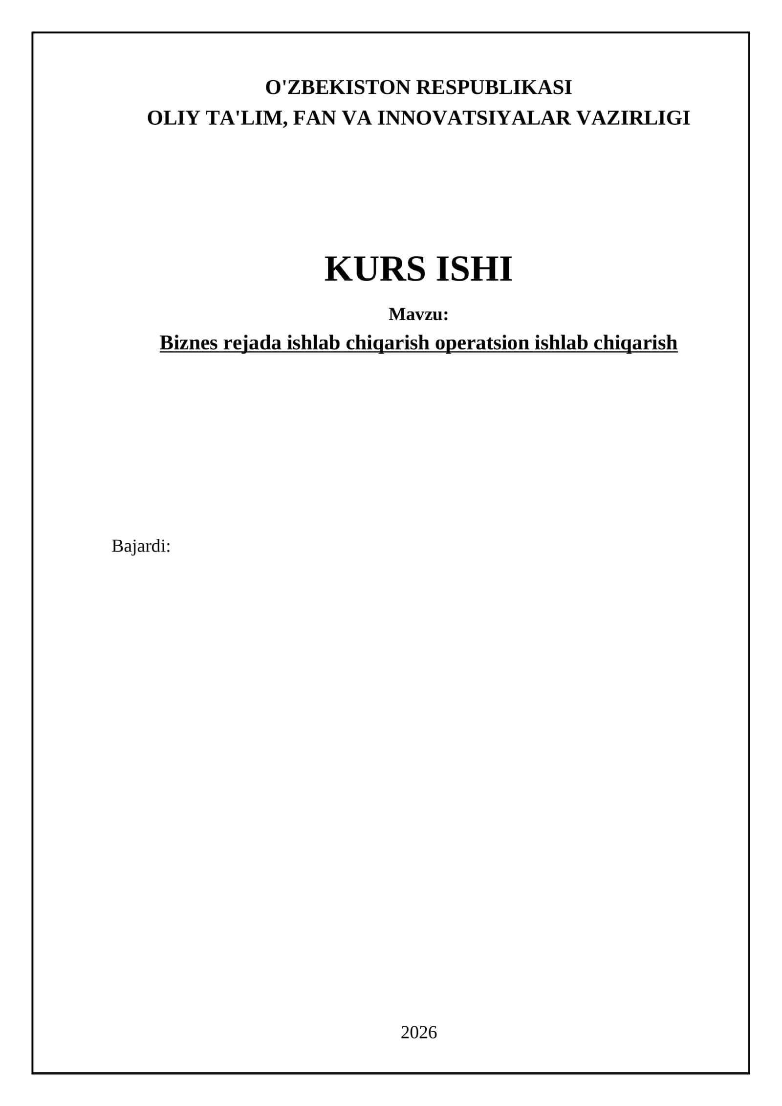 Biznes rejada ishlab chiqarish operatsion ishlab chiqarish 1