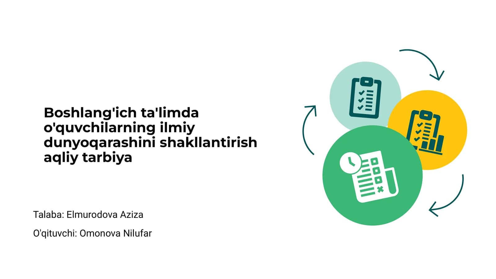 Boshlang'ich ta'limda o'quvchilarning ilmiy dunyoqarashini shakllantirish aqliy tarbiya 1