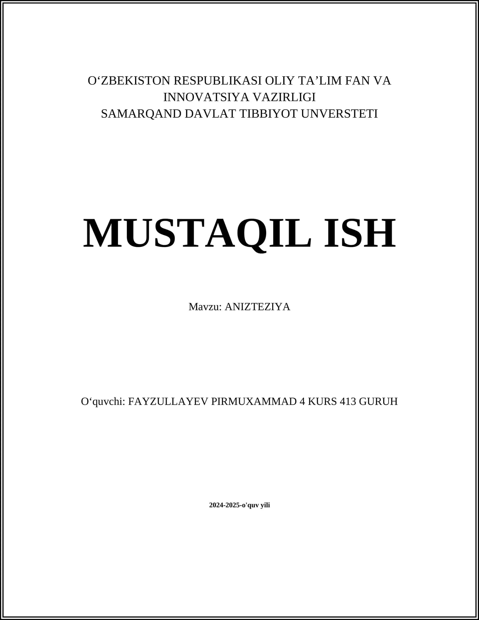 ANIZTEZIYA 1