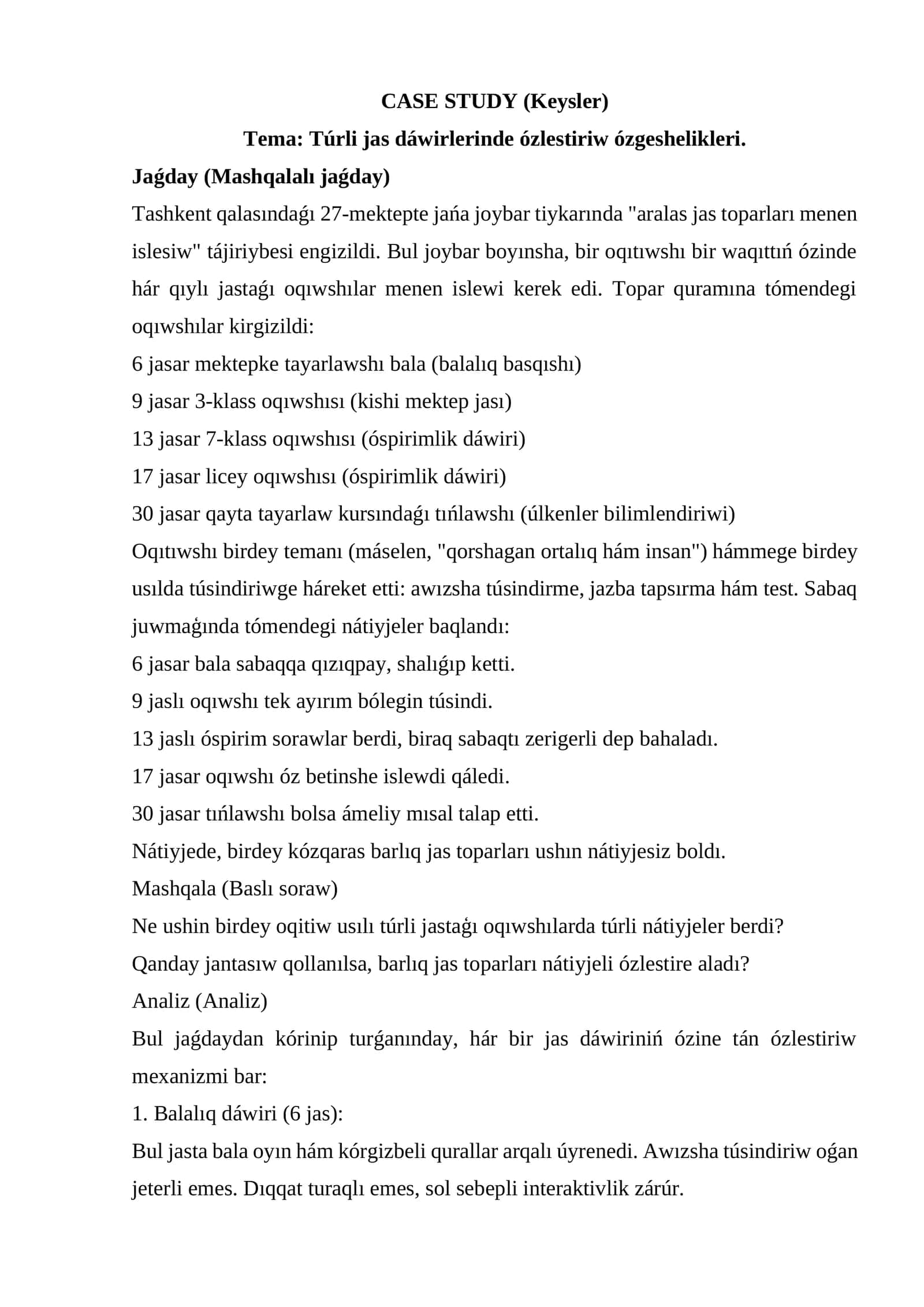 Túrli jas dáwirlerinde ózlestiriw ózgeshelikleri 1