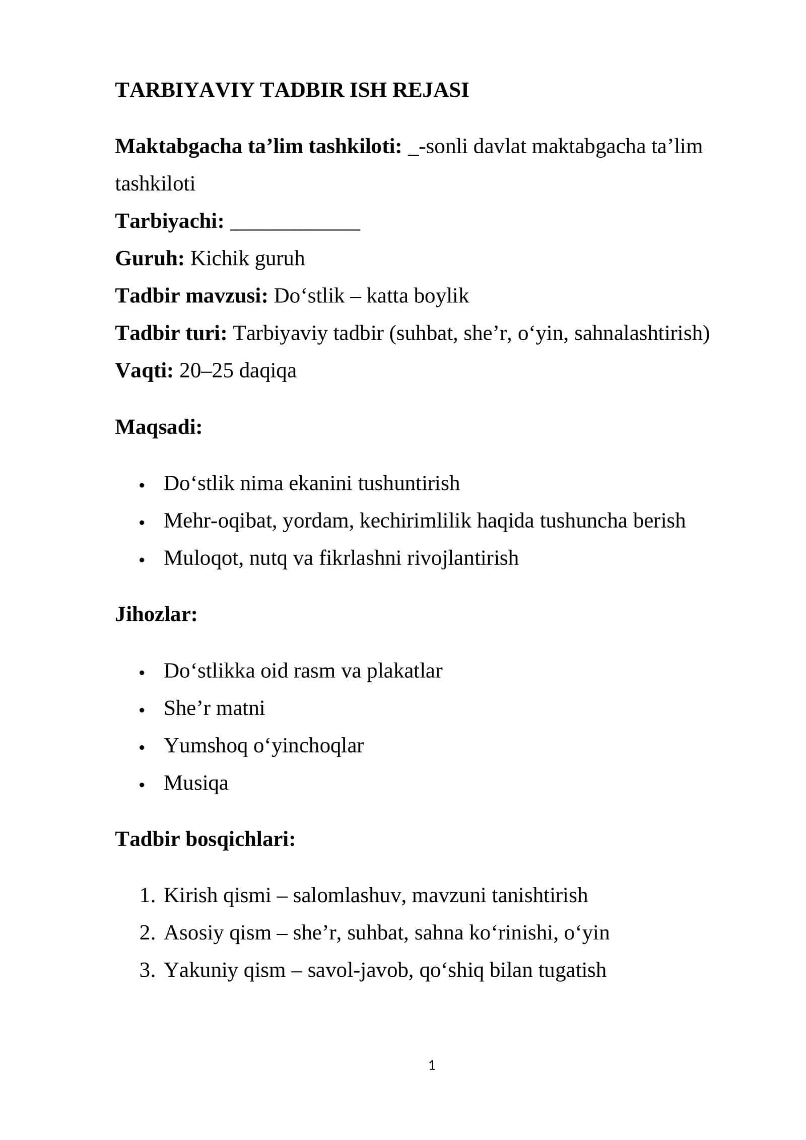 TARBIYAVIY TADBIR ISHLANMASI 1