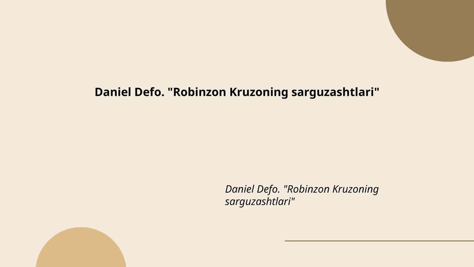 Robinzon Kruzoning sarguzashtlari 1