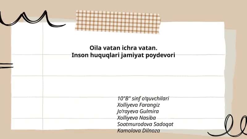 Oila vatan ichra vatan.Inson huquqlari jamiyat poydevori 1