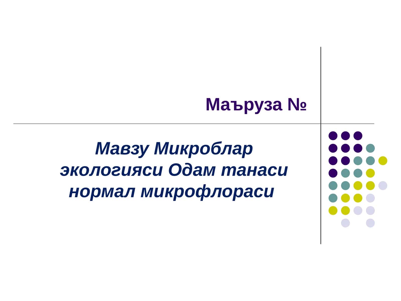 Микроблар экологияси Одам танаси нормал микрофлораси 1