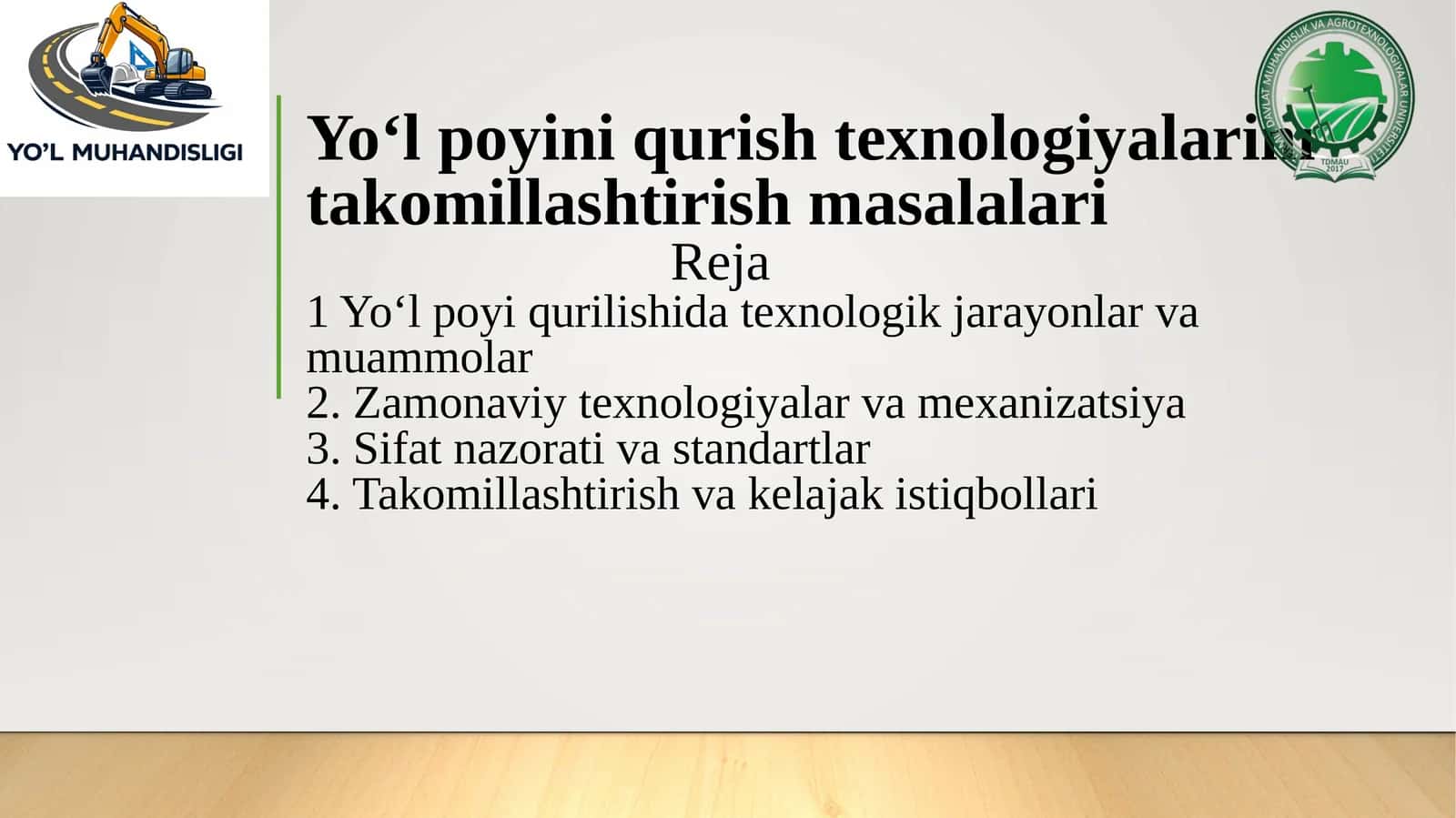 Yo‘l poyini qurishtexnologiyalarini takomillashtirish masalalari 1