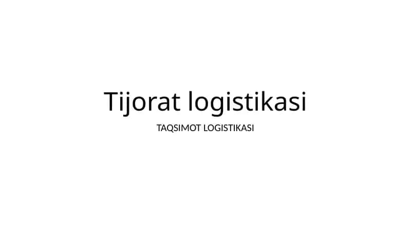 Taqimot Logistikasi 1
