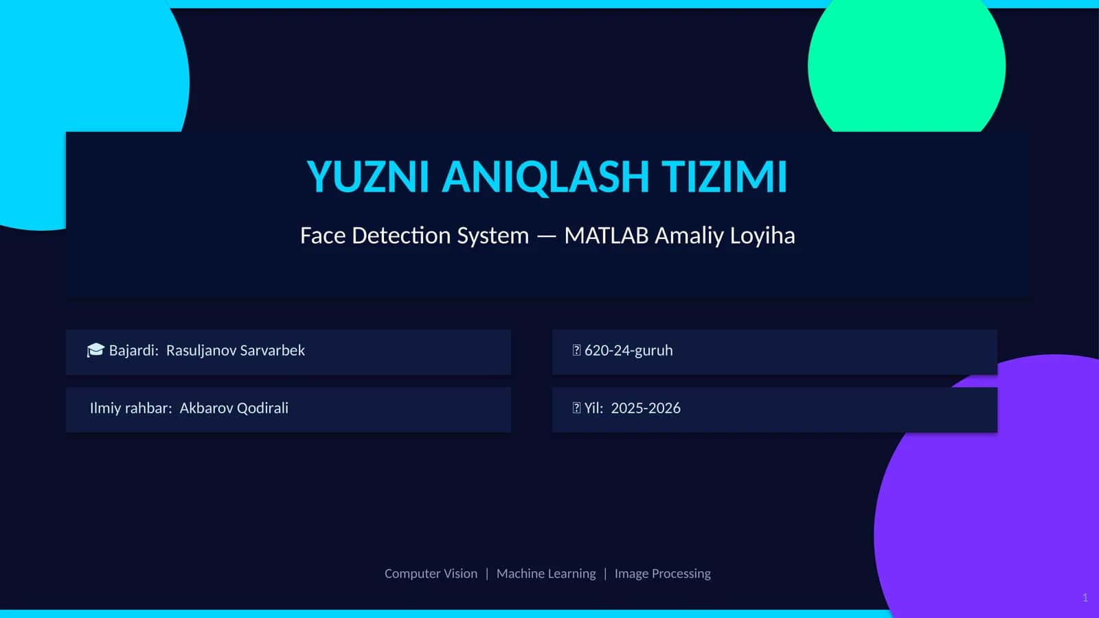 YUZNI ANIQLASH TIZIMI Face Detection System — MATLAB Amaliy Loyiha 1