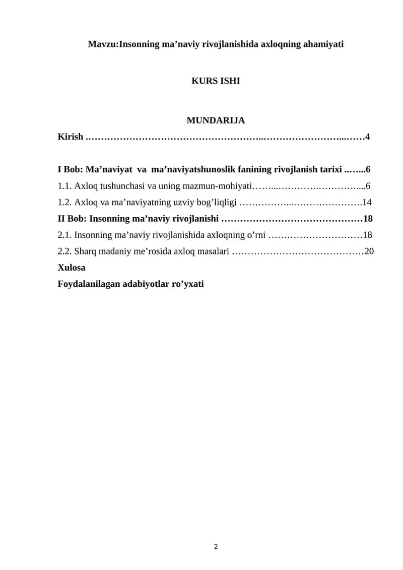 Insonning ma’naviy rivojlanishida axloqning ahamiyati 1