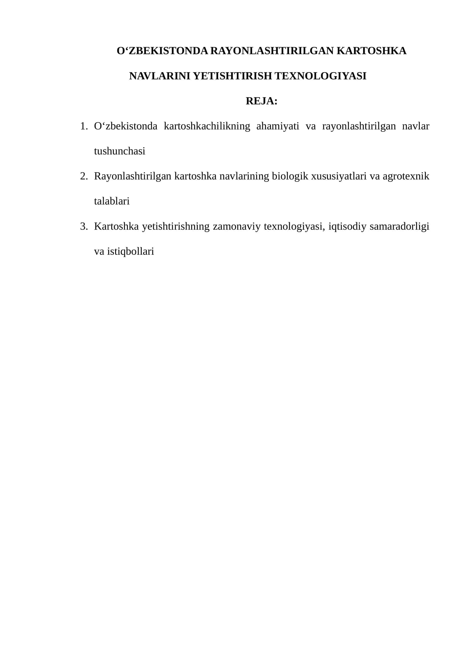 O‘zbekistonda Rayonlashtirilgan Kartoshka Navlarini Yetishtirish Texnologiyasi 1