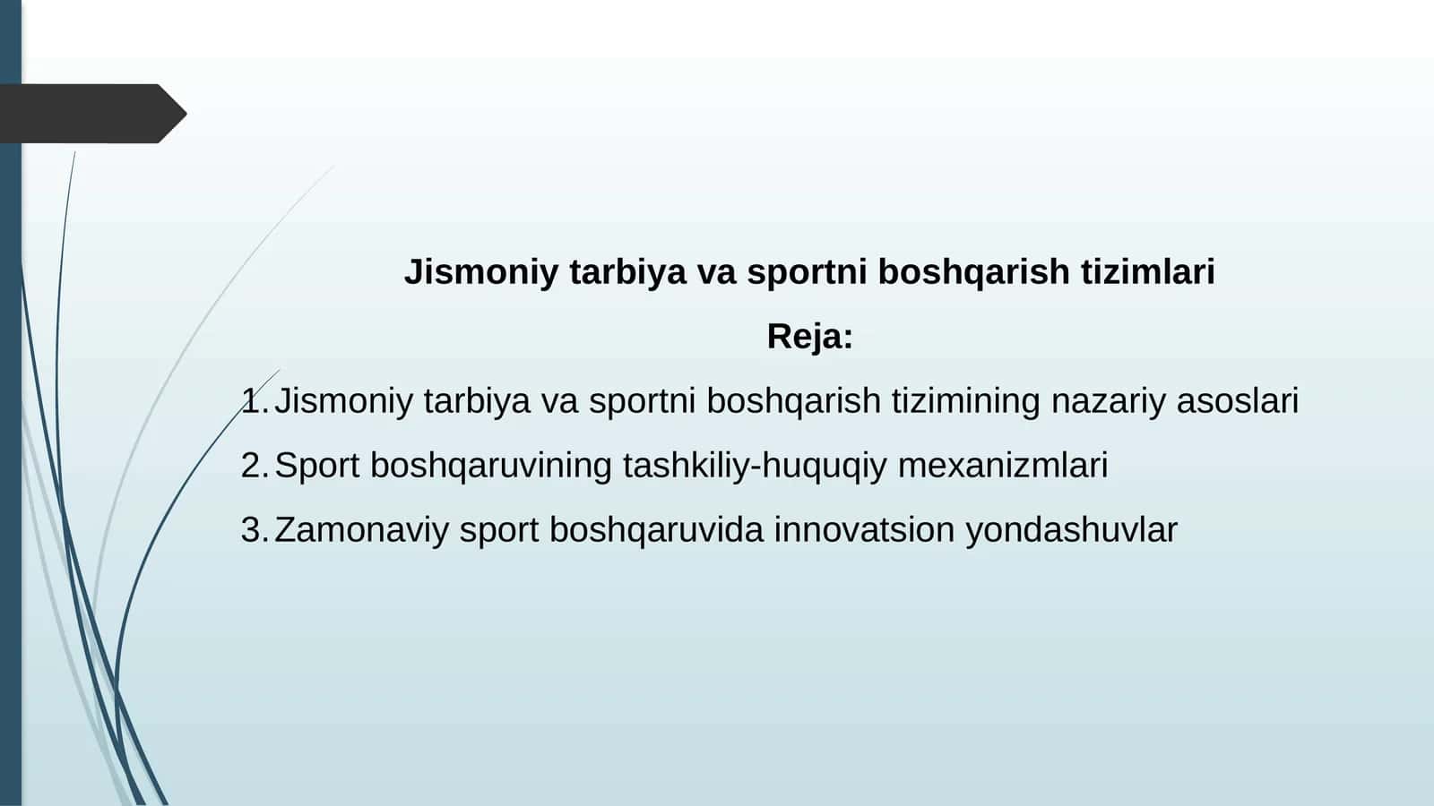 Jismoniy tarbiya va sportni boshqarish tizimlari 1