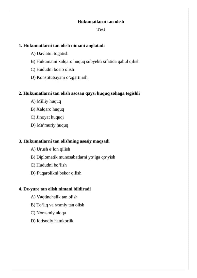Hukumatlarni tan olish 1