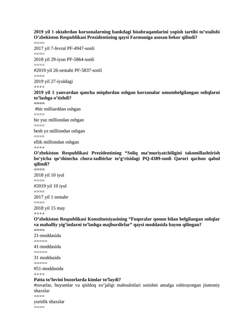 Pattа to’lоvini bоzоrlаrdа kimlar to’laydi? 1