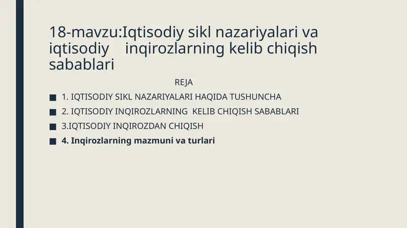Iqtisodiysiklnazariyalarivaiqtisodiyinqirozlarningkelibchiqishsabablari 1