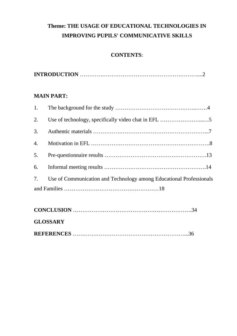 The Usage of Educational Technologies in Improving Pupils' Communicative Skills 1