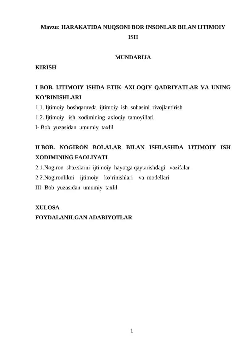 HARAKATIDA NUQSONI BOR INSONLAR BILAN IJTIMOIY ISH 1