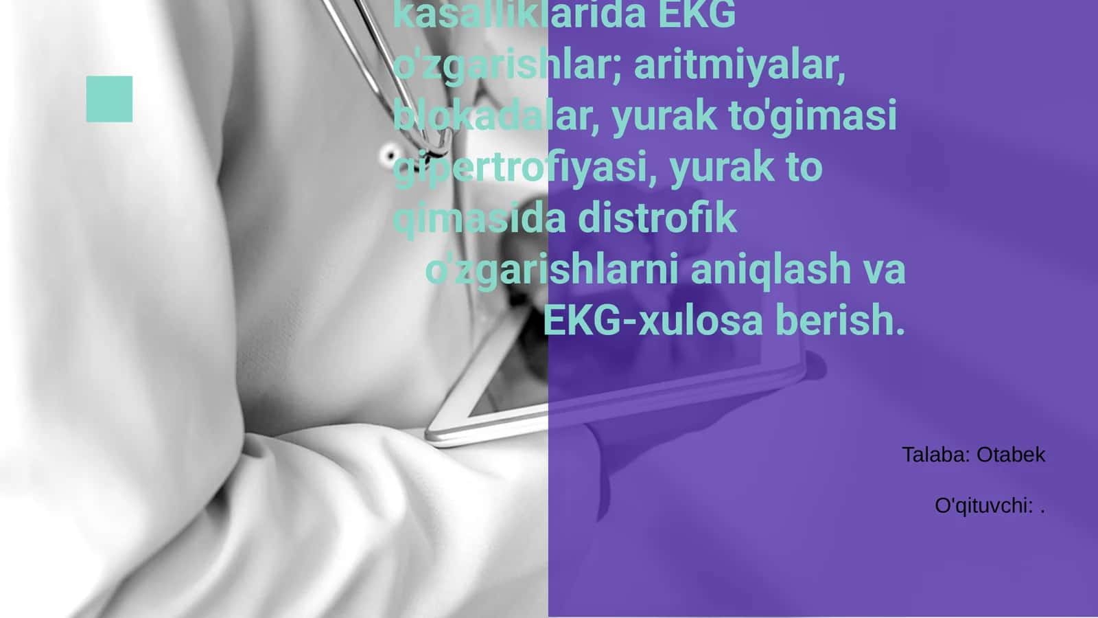 EKG va Yurak Qon Tomir Kasalliklari 1
