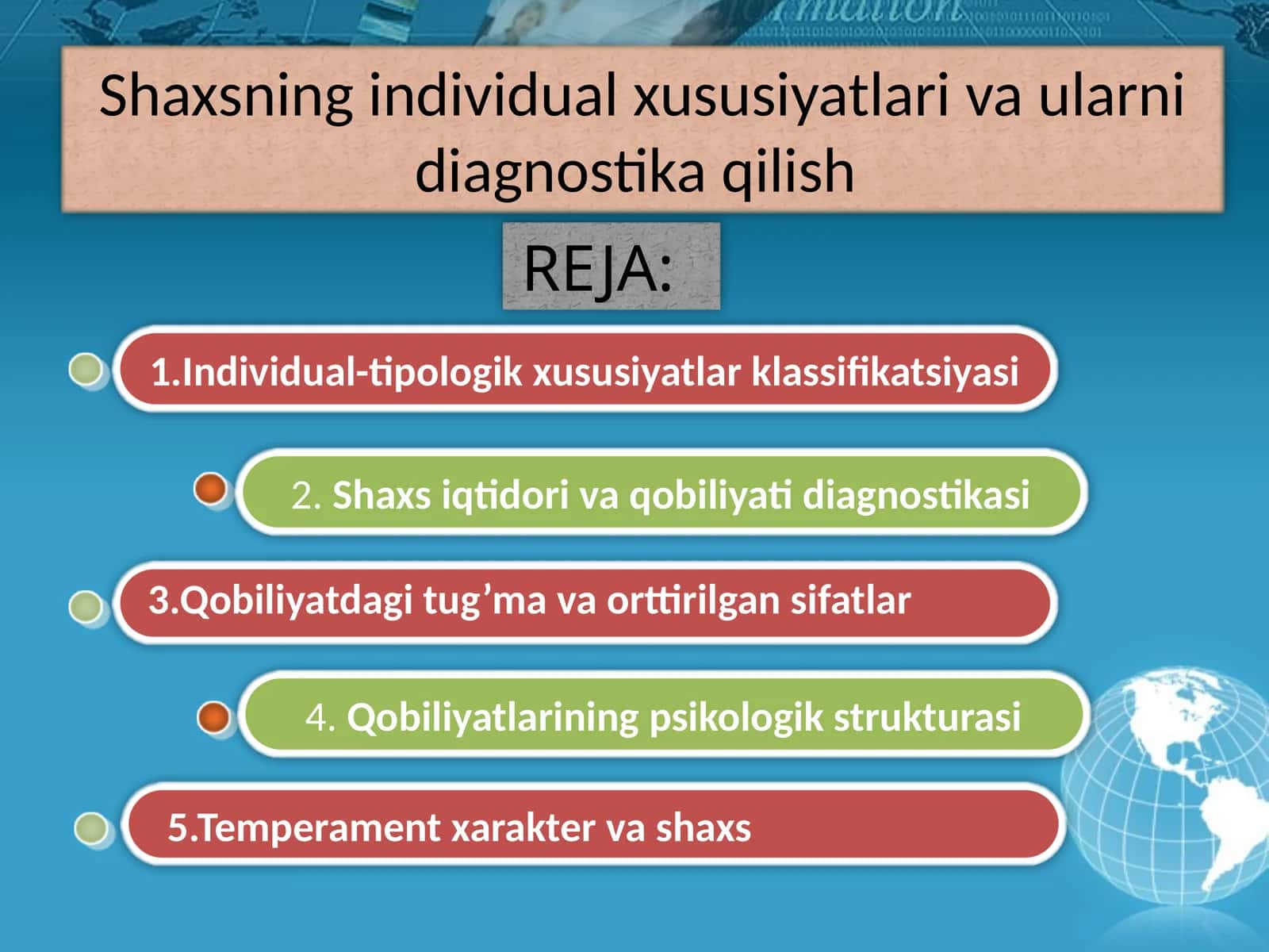Individual xususiyatlari va ularni diagnostik qilish 1