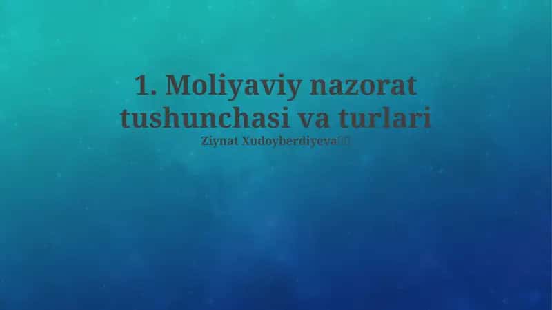 Moliyaviy nazorat tushunchasi va turlari 1