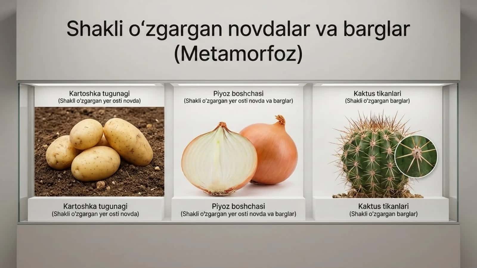 Shakli o'zgargan novdalar va barglar (Metamorfoz) 1