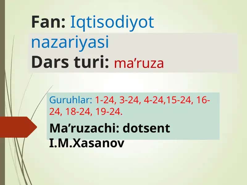 Iqtisodiyot nazariyasi 1