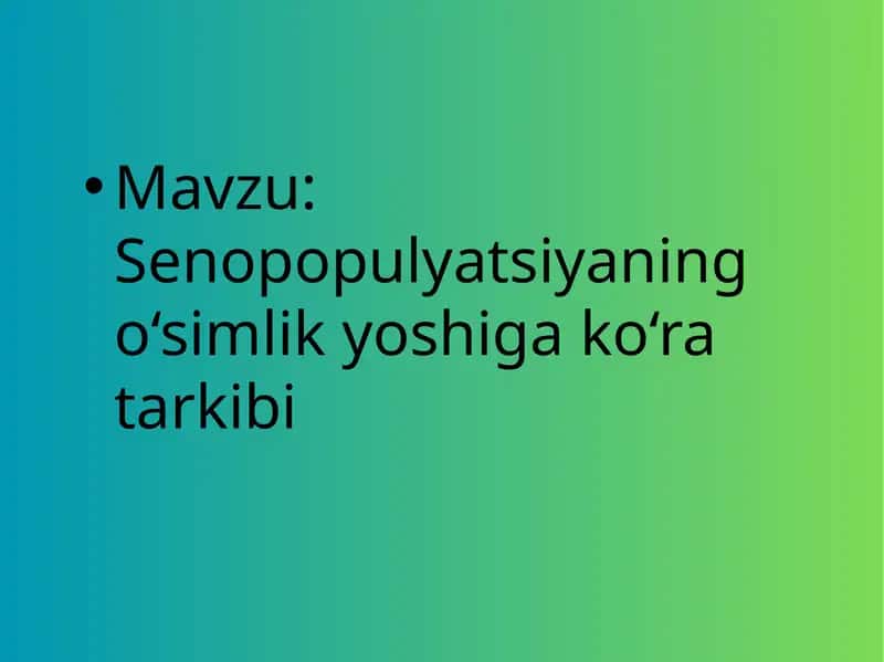 Senopopulyatsiyaning o‘simlik yoshiga ko‘ra tarkibi