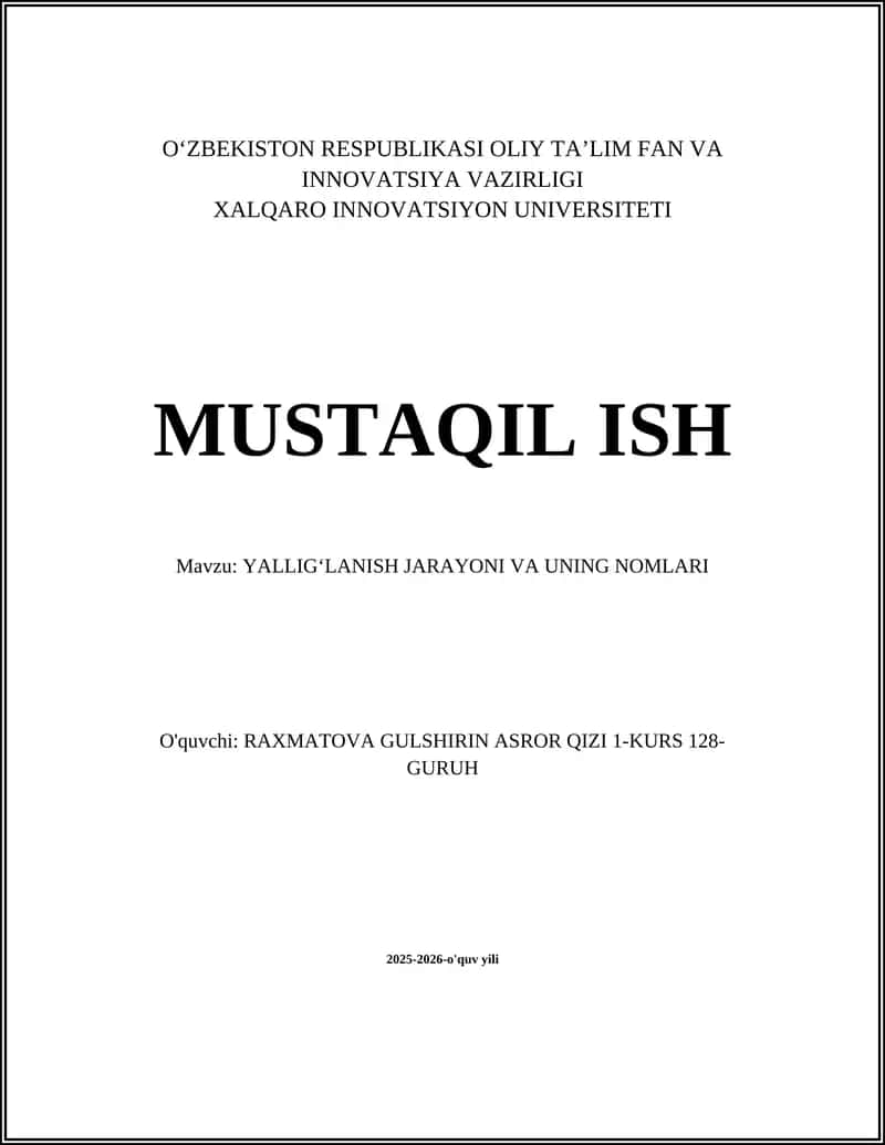 Yalligʻlanish jarayoni va uning nomlari 1