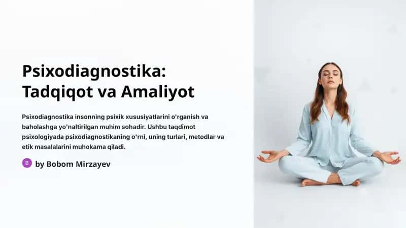 Psixodiagnostika: Tadqiqot va Amaliyot 1