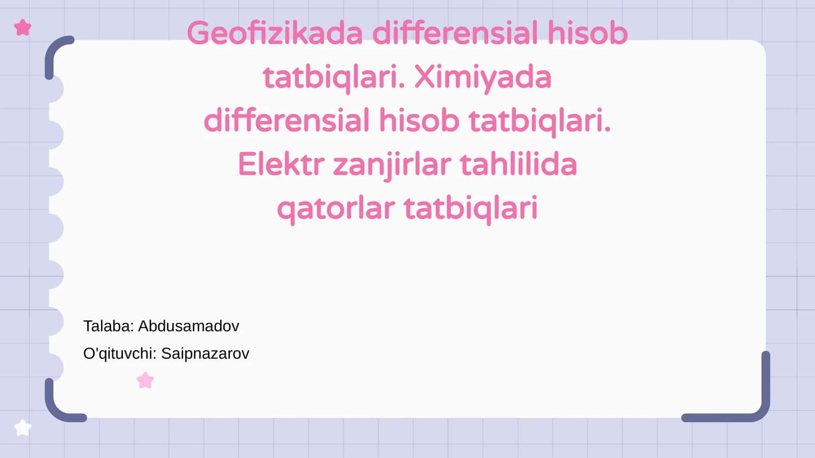 Geofizikada Differensial Hisobning Asoslari 1