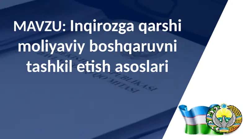 Inqirozga qarshi moliyaviy boshqaruvni tashkil etish asoslari 1