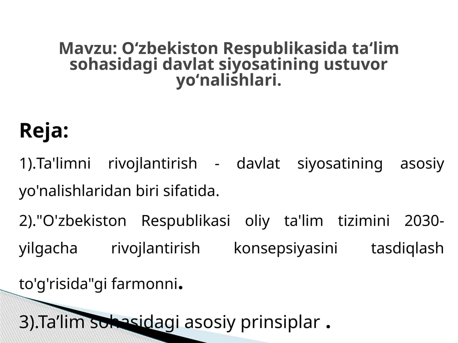ta'limda menejmentlik fanidan mustaqil ish 1