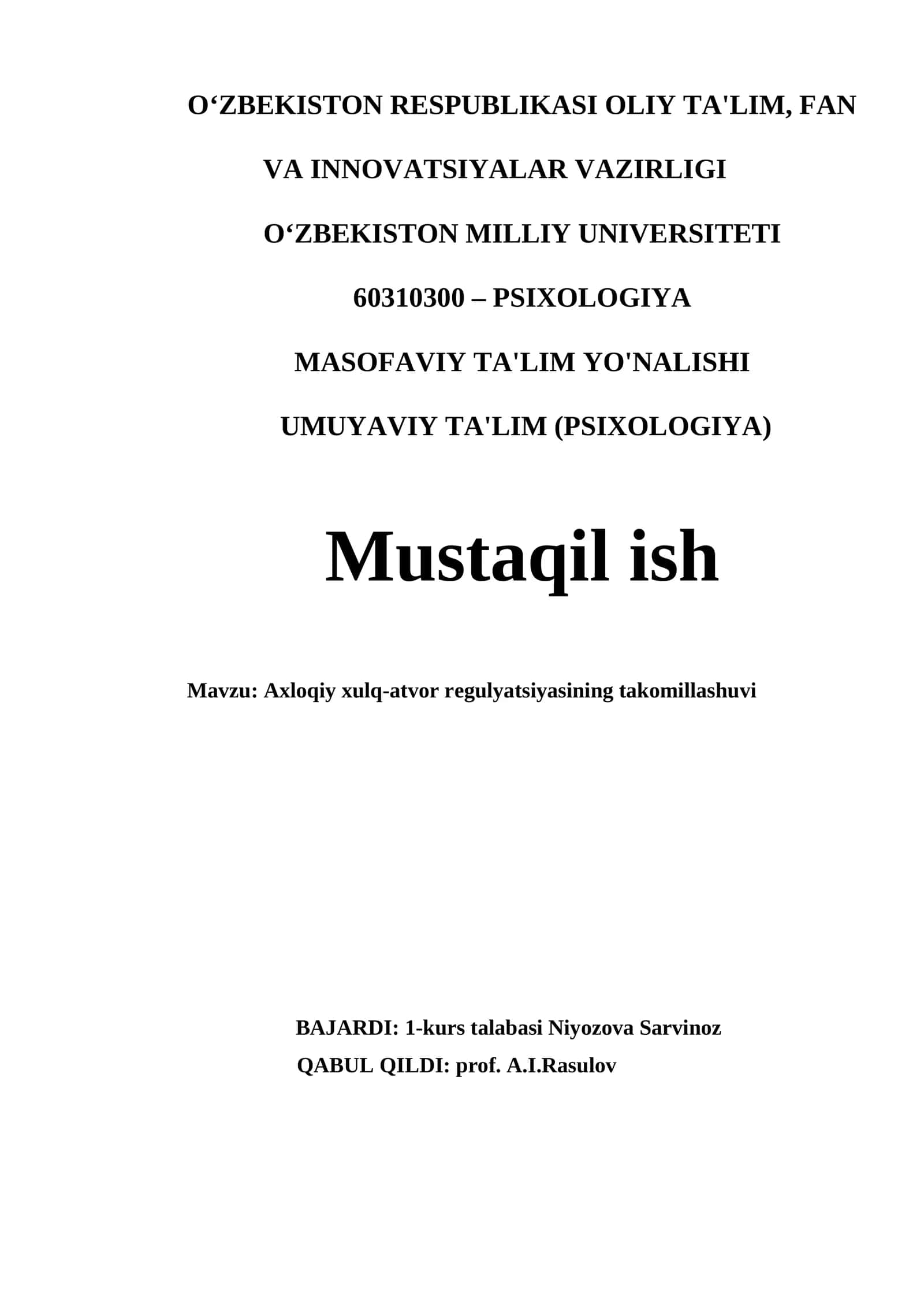 Axloqiy xulq-atvor rеgulyatsiyasining takomillashuvi 1