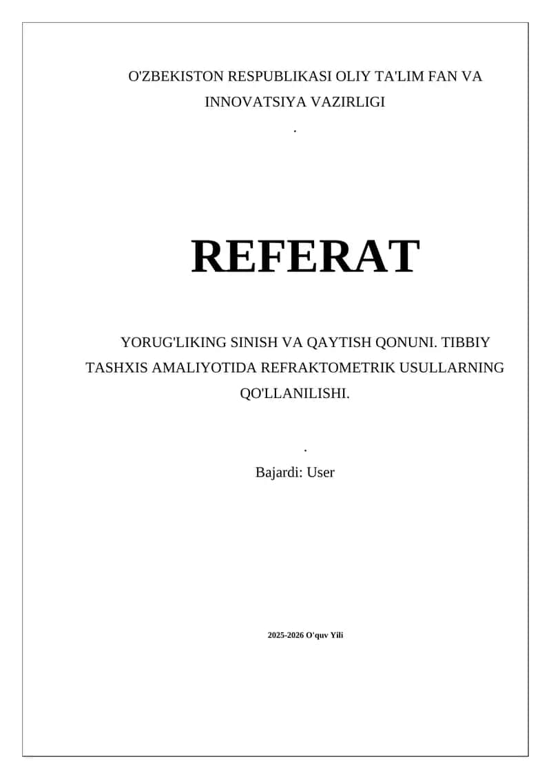 Yorug'likning Sinish va Qaytish Qonuni 1