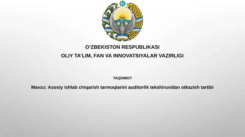 Asosiy ishlab chiqarish sektorlarini auditdan o'tkazish tartibi 1