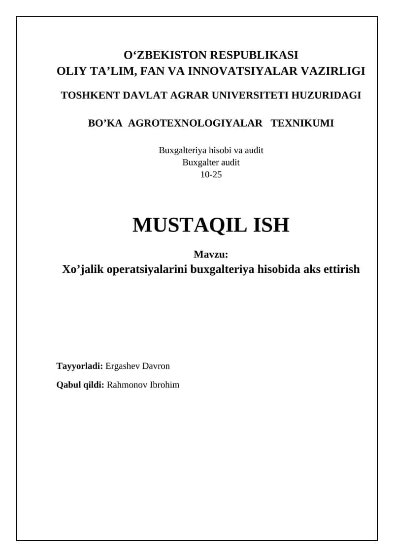 Buxgalteriya hisobi va audit 1