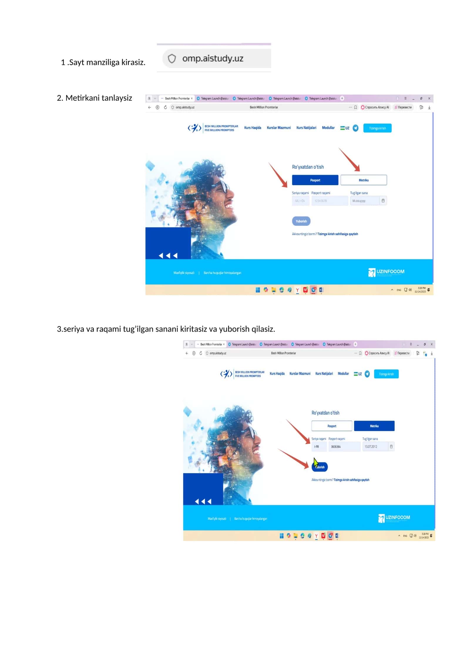 Telegram bot orqali o'quvchilarni ro'yxatdan o'tkazish 1