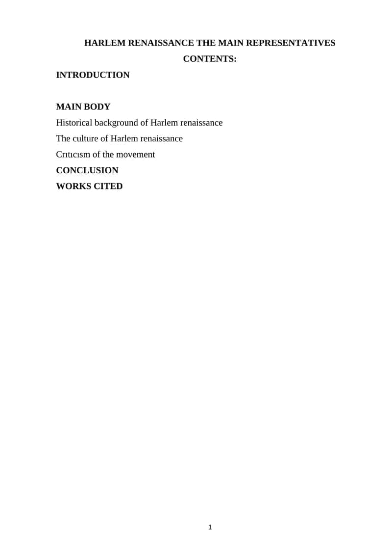 Harlem Renaissance: The Main Representatives 1