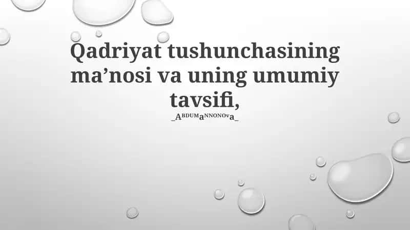 Qadriyat tushunchasi 1