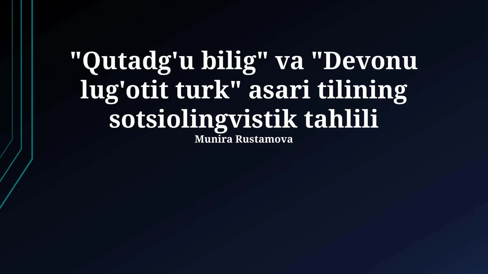Devonu Lug'oti Turk asari tilining sotsiolingvistik tahlili 1