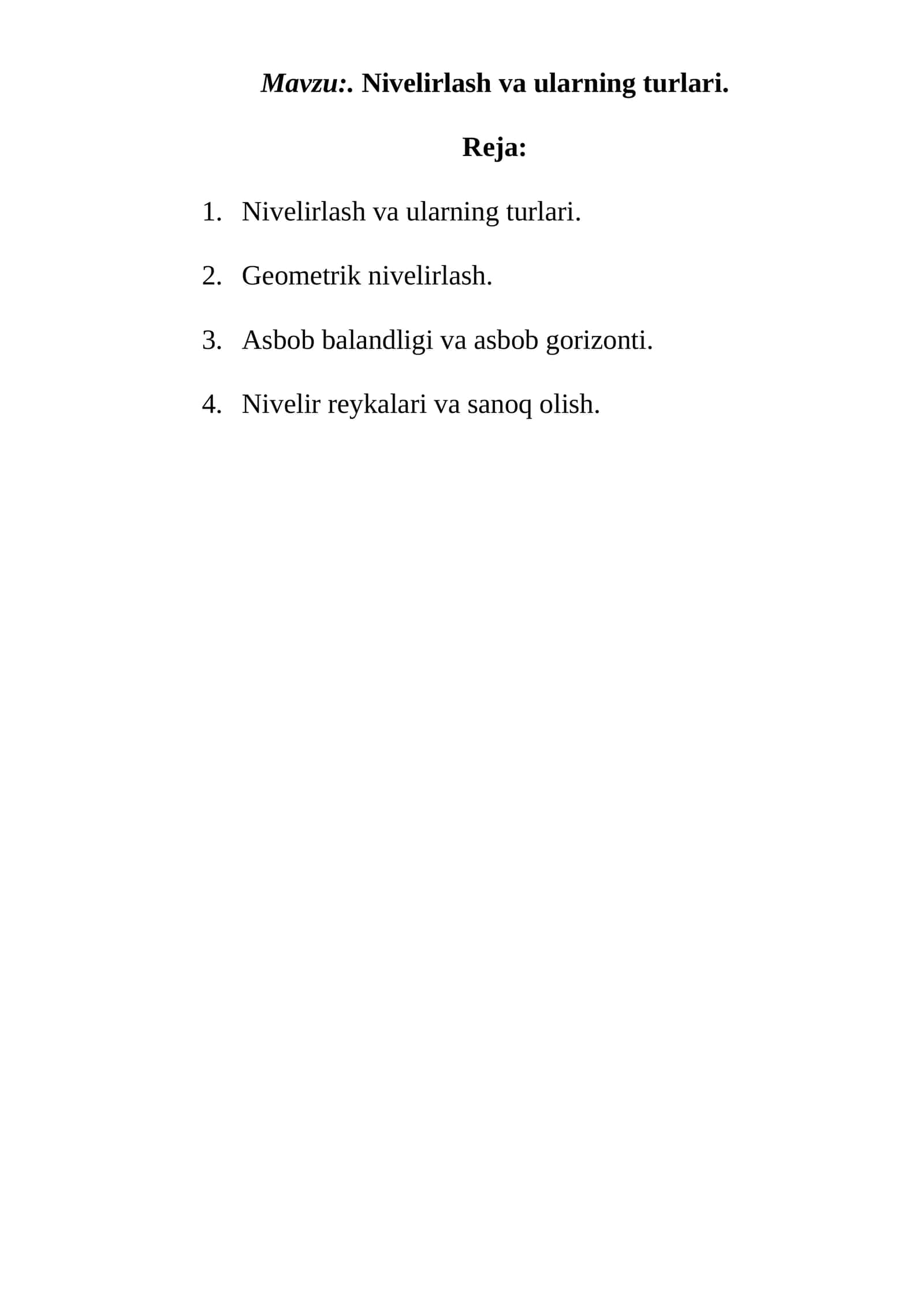 Nivelirlash va ularning turlari 1