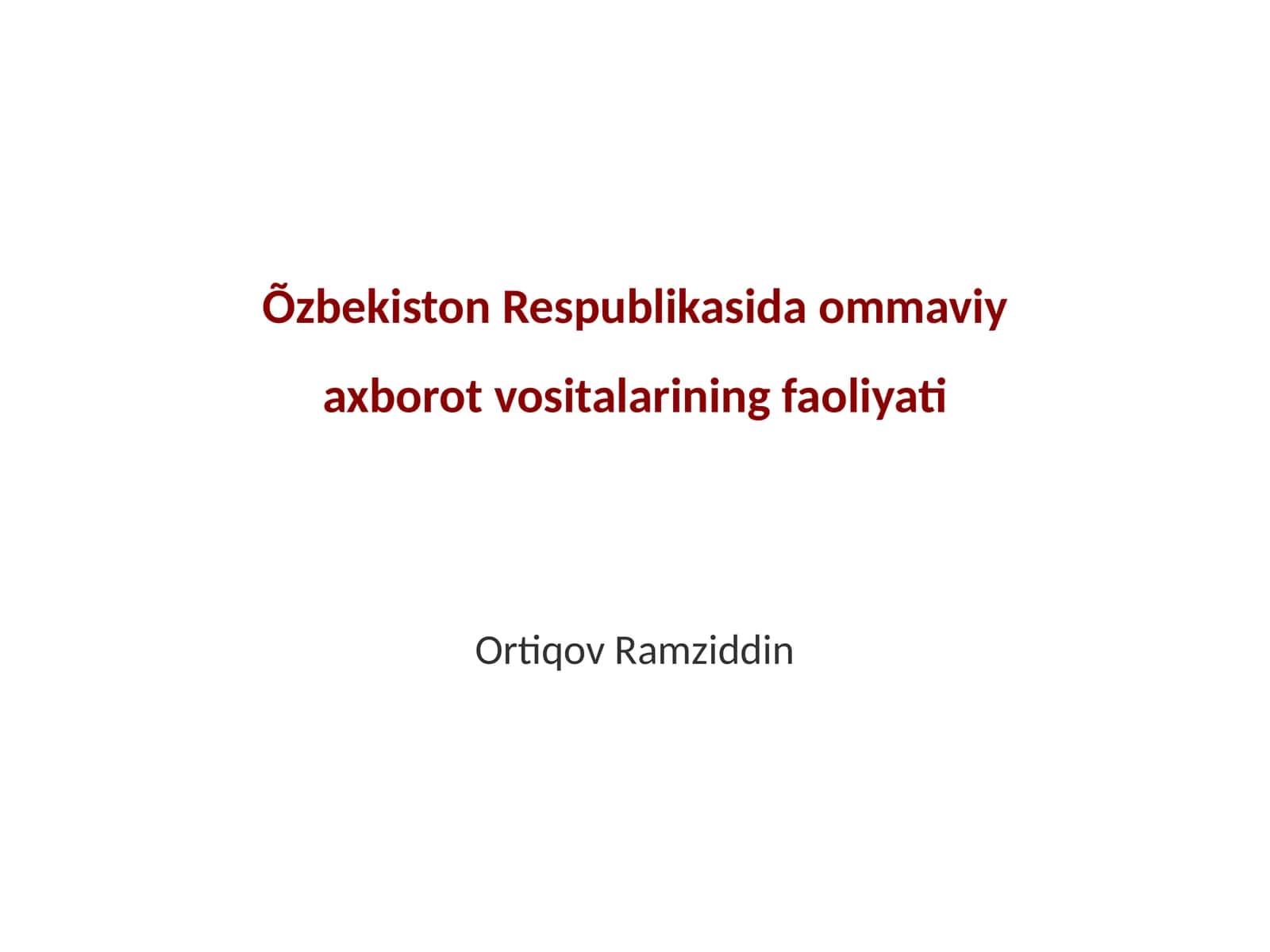 Ommaviy axborot vositalarining faoliyati 1