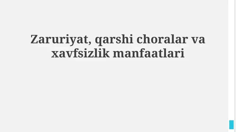 Zaruriyat, qarshi choralar va xavfsizlik manfaatlari 1