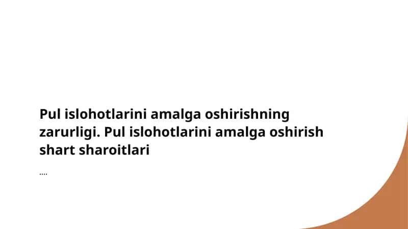 Pul islohotlari 1